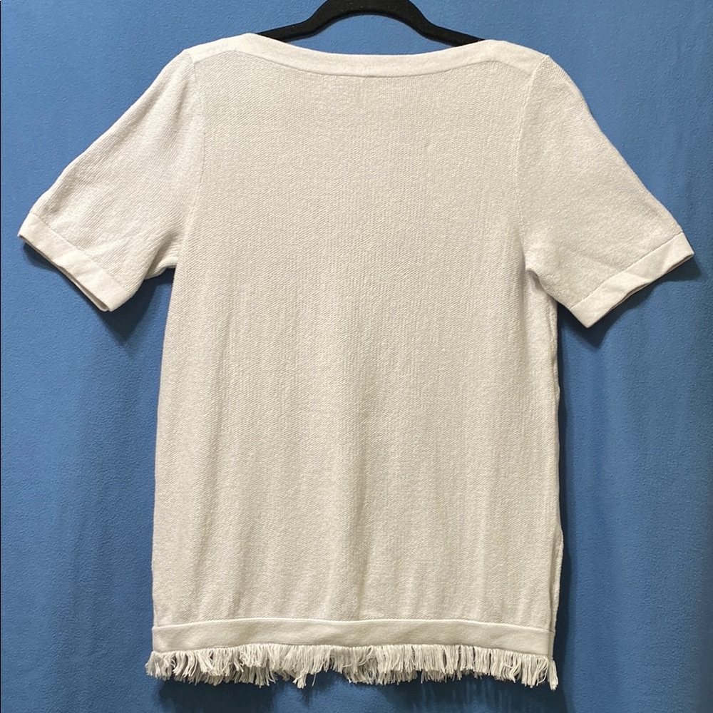 Elegant Light Blue Fringe Hem Women's Top - Picture 8 of 16